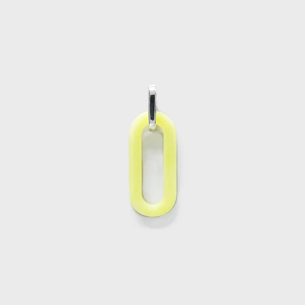 Yellow pendant on silver hardware