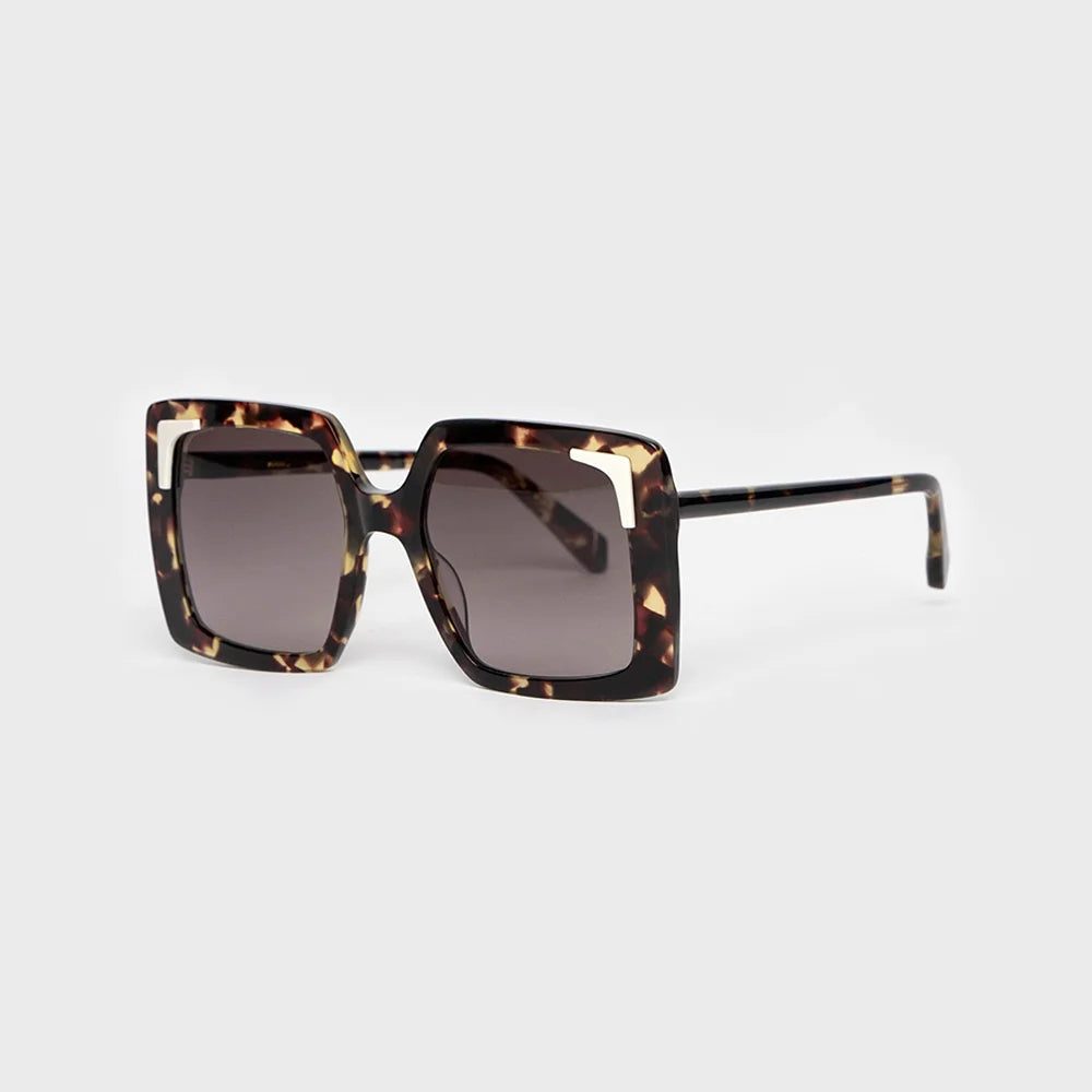 Kaleos Tortoise Creasey Oversized Sunglasses