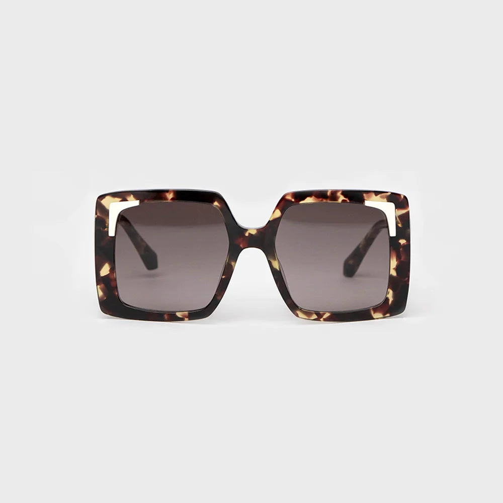 Kaleos Tortoise Creasey Oversized Sunglasses